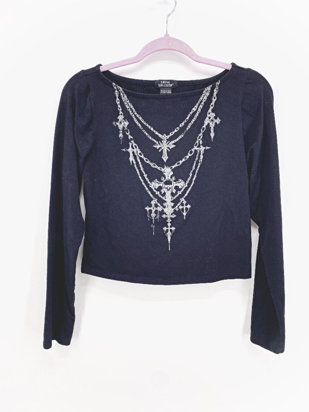 Social Collision Cross Chain Long-Sleeve Top